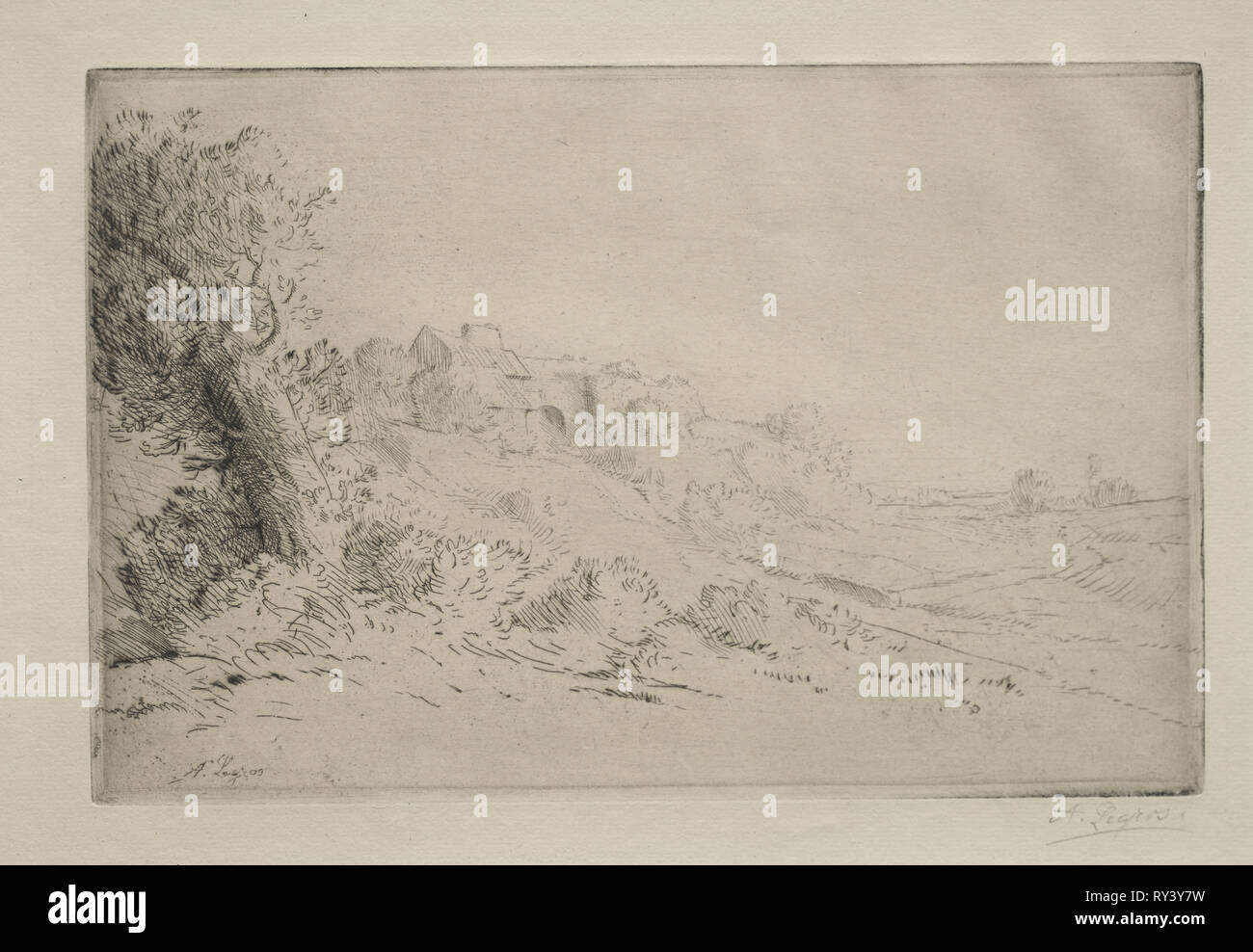 Mein Bauernhof. Alphonse Legros (Französisch, 1837-1911). Drypoint Stockfoto