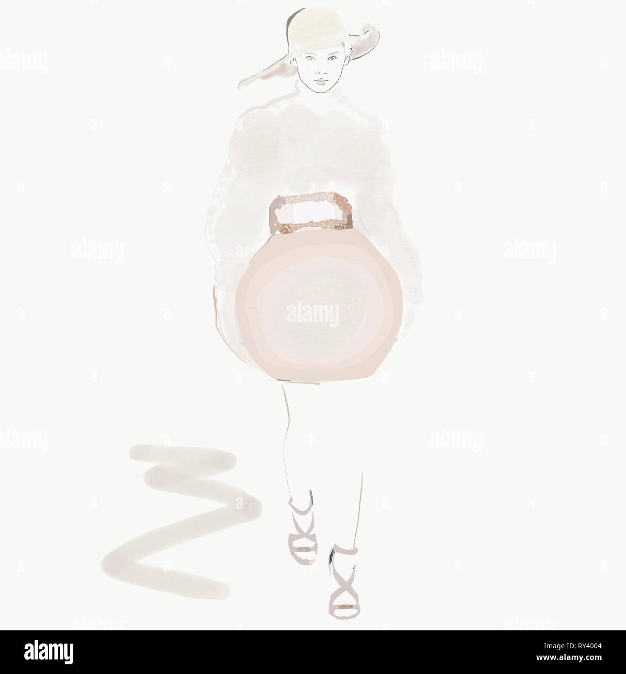 Balmain Mode Modell Malerei oder Illustration. Start- und Landebahn Trends 2019 Stockfoto