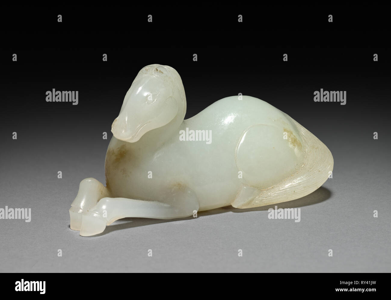 Pferd, aus dem 17. Jahrhundert. China, Qing Dynastie (1644-1911). Jade; gesamt: 3,4 cm (1 5/16 Zoll Stockfoto