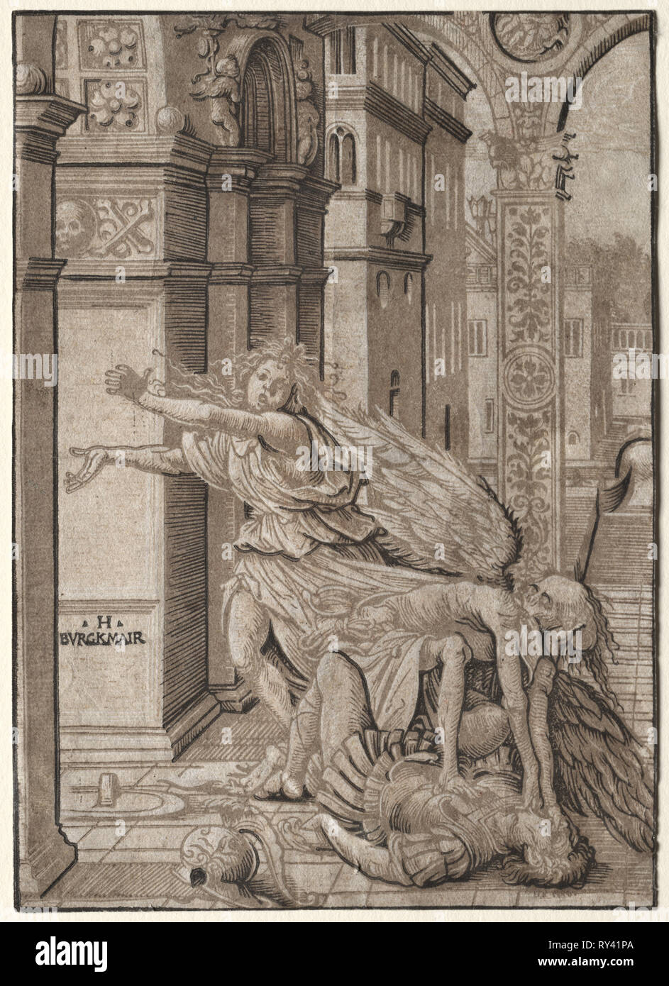 Die Liebhaber überrascht durch Tod, 1510. Hans Burgkmair (Deutsch, 1473-1531). Chiaroscuro Holzschnitt Stockfoto