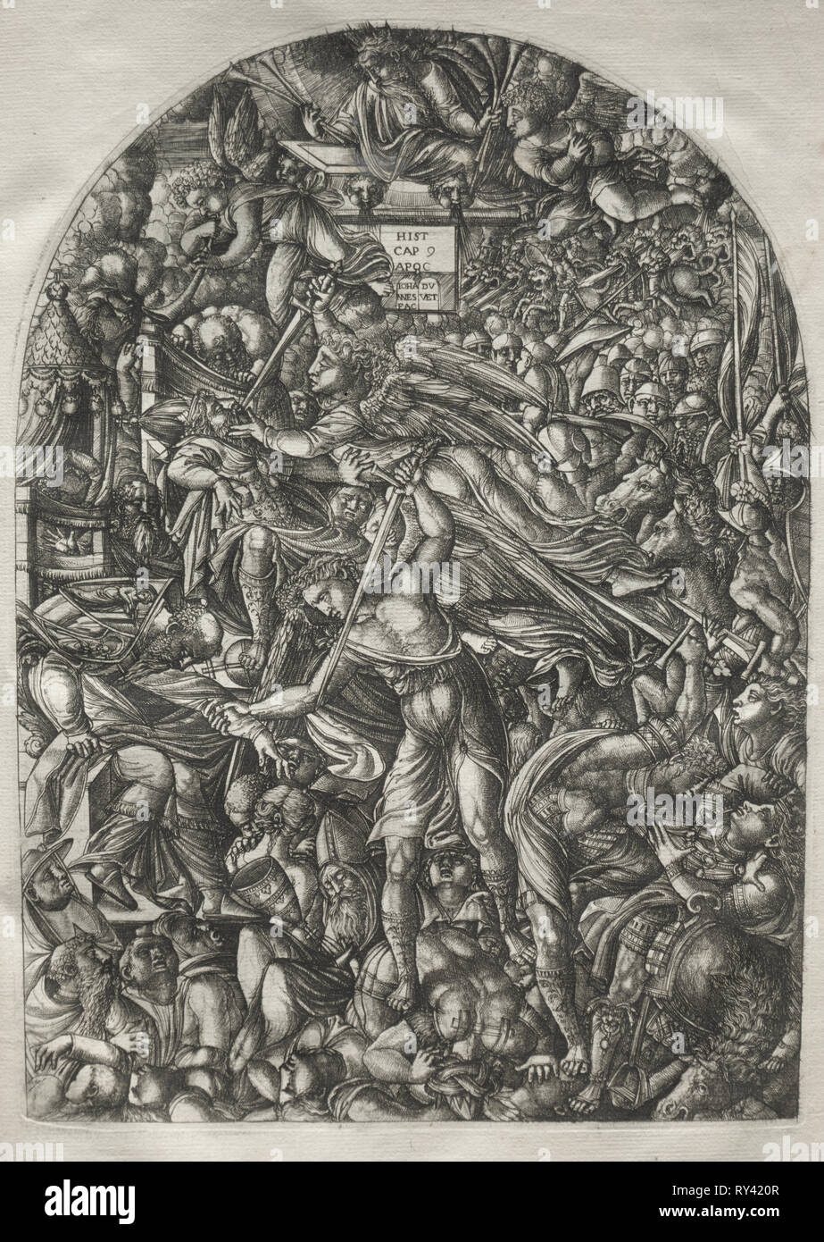 Die Apokalypse: Der Engel Klingen der sechsten Posaune, 1546-1556. Jean Duvet (Französisch, 1485-1561). Gravur Stockfoto