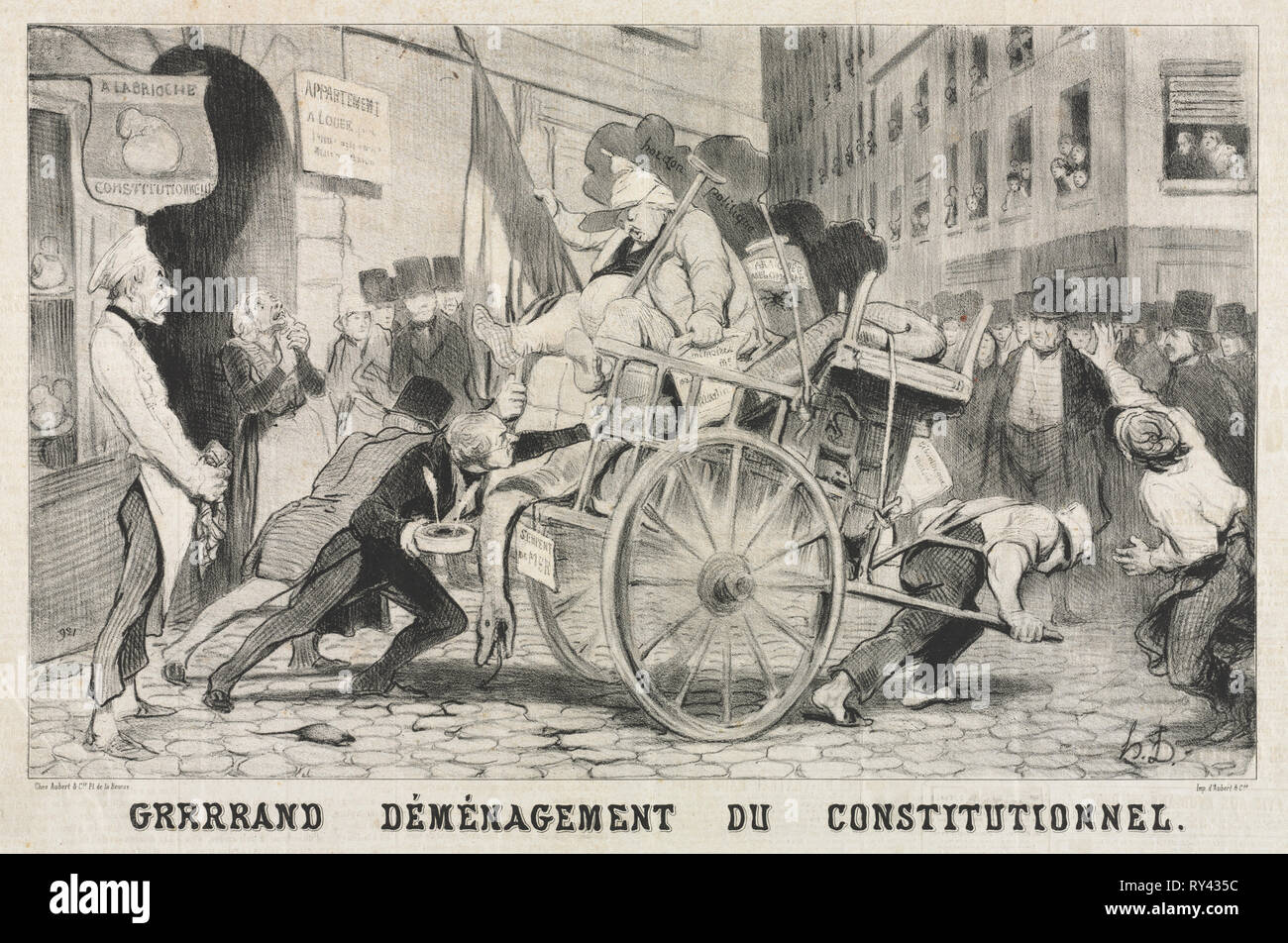 In Le Charivari, 8. Juni 1846: Ausbau der verfassungsmäßigen Einrichtung, 1846 veröffentlicht. Honoré Daumier (Französisch, 1808-1879), Aubert. Lithographie; Blatt: 36,3 x 51 cm (14 5/16 x 20 1/16 in.); Bild: 26,7 x 43,5 cm (10 1/2 x 17 1/8 in. Stockfoto