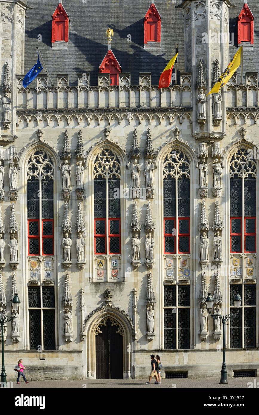 Belgien, Westflandern, Brügge, historischen Zentrum als Weltkulturerbe von der UNESCO, Burgplatz, das Rathaus (14. C) Stockfoto