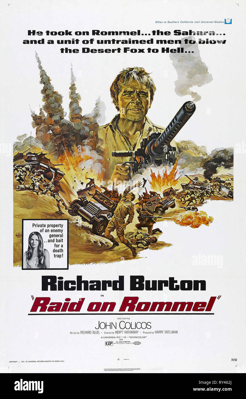 RICHARD BURTON, Plakat, RAID ON ROMMEL, 1971 Stockfoto