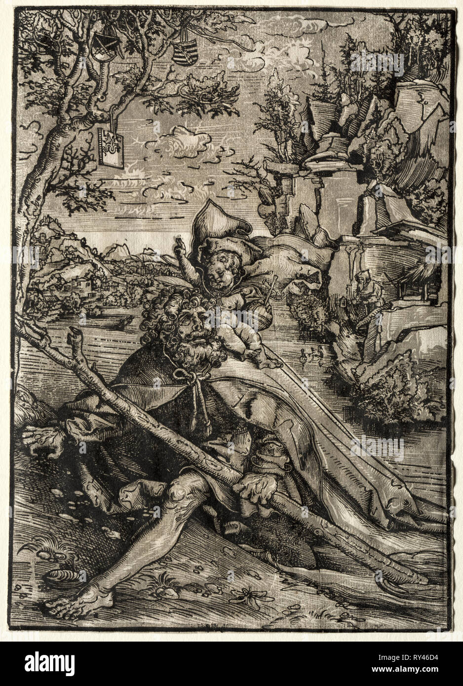 St. Christopher, C. 1509. Lucas Cranach (1472-1553). Chiaroscuro Holzschnitt Stockfoto