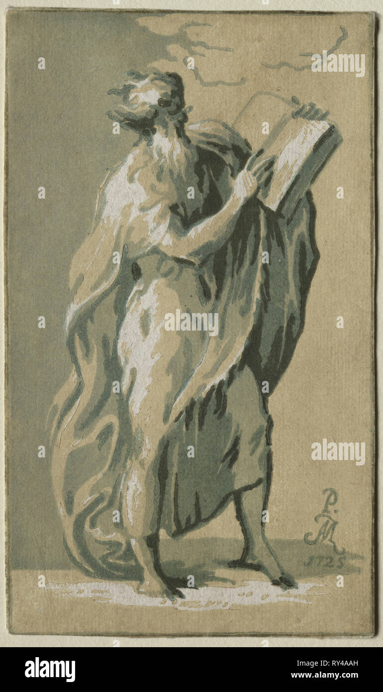 Ein alter Mann stand, 1725. Ich Antonio Maria Zanetti (Italienisch, 1680-1757). Chiaroscuro Holzschnitt Stockfoto