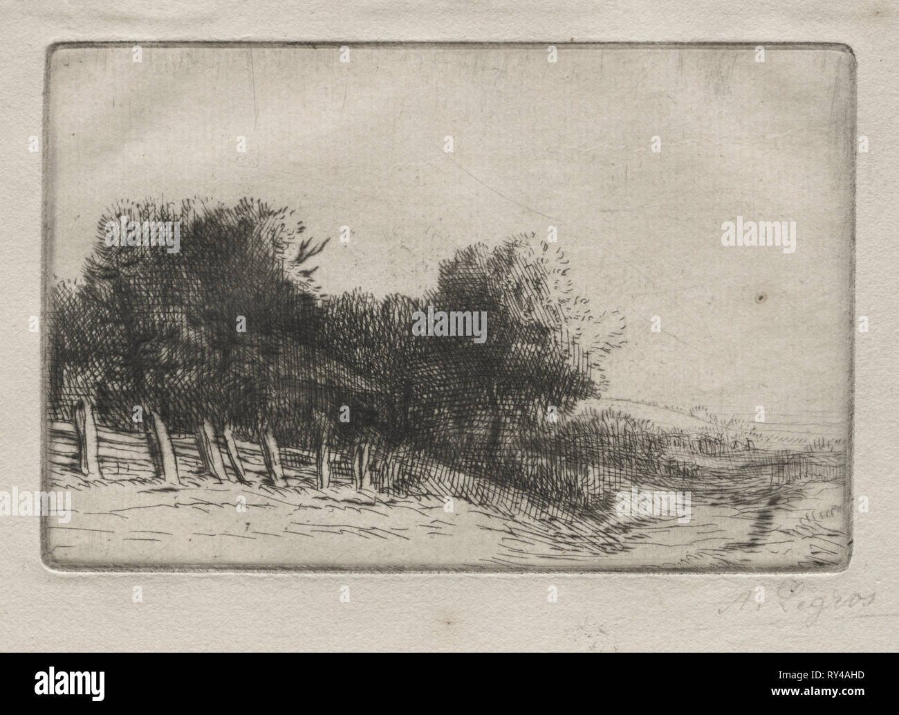 Landschaft (Un Paysage). Alphonse Legros (Französisch, 1837-1911). Ätzen und drypoint Stockfoto