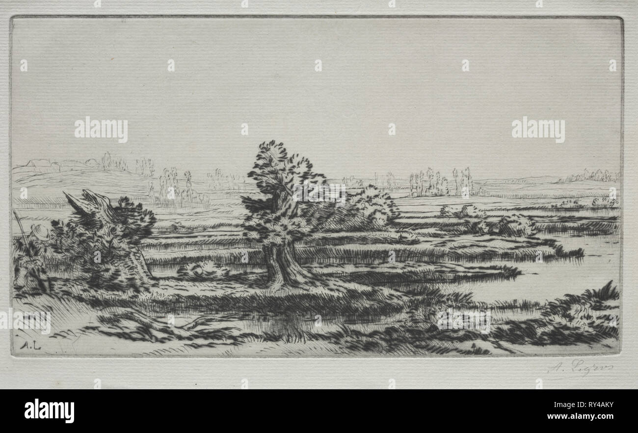 Landschaft. Alphonse Legros (Französisch, 1837-1911). Drypoint Stockfoto