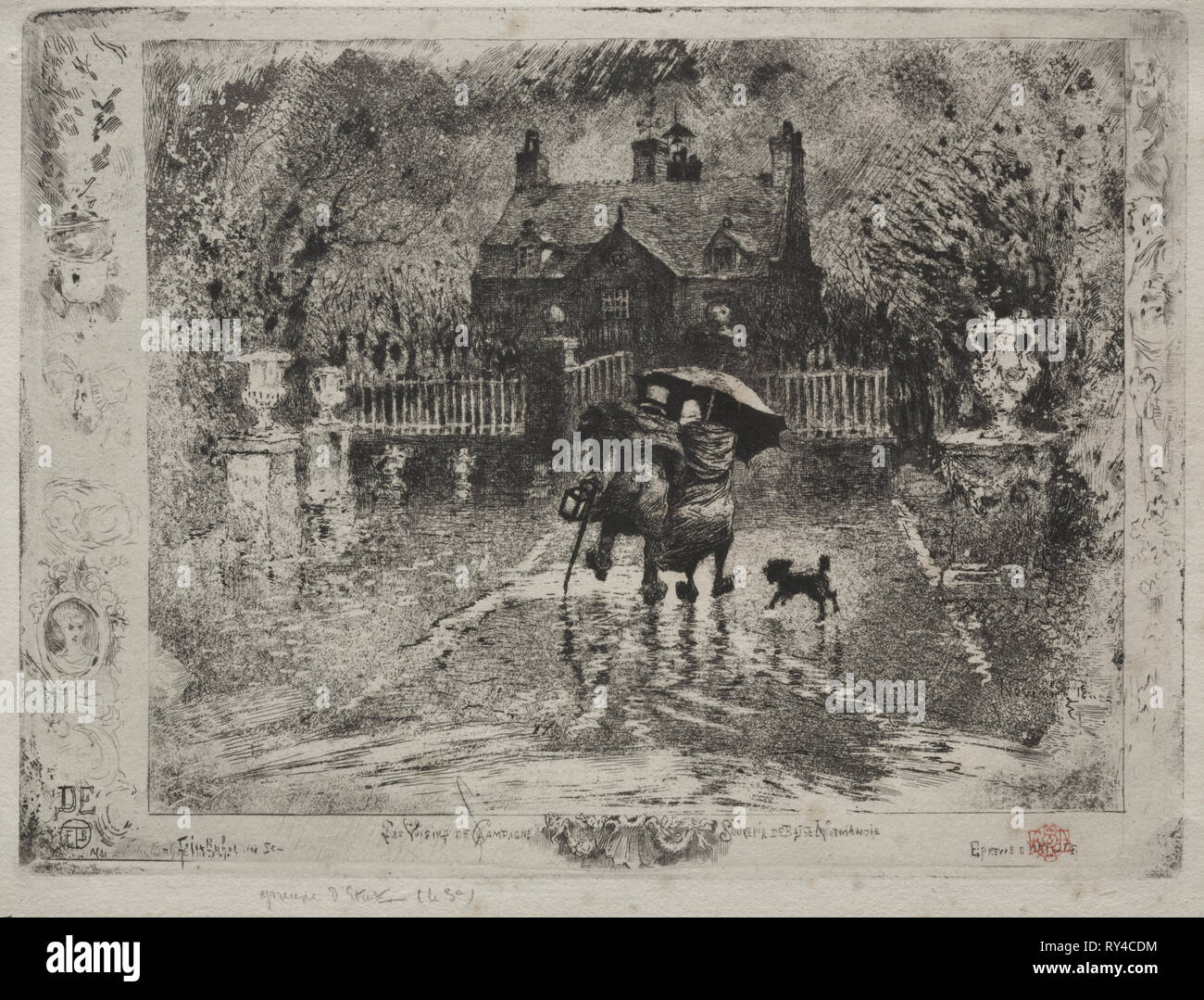 Das Land Nachbarn, 1879-1880. Félix Hilaire Buhot (Französisch, 1847-1898). Ätzung, kaltnadel und Aquatinta; Blatt: 15,2 x 19,8 cm (6 x 7 13/16 in.); Plattenrand: 13,5 x 18 cm (5 5/16 x 7 1/16 Zoll Stockfoto