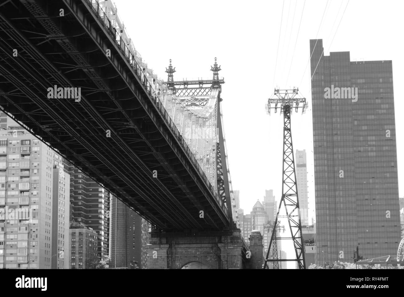 New York City - Queensborough Bridge Black & White erschossen. 2018 Stockfoto