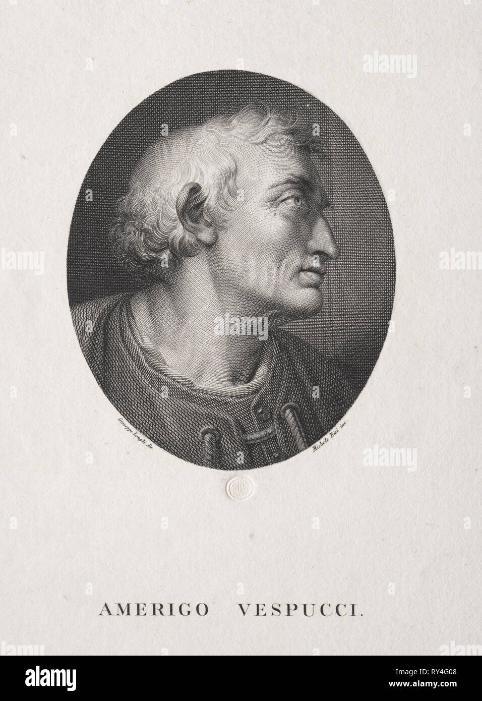 Portrait von Amerigo Vespucci. Michele Bisi (Italienisch, C. 1788-1874). Gravur Stockfoto