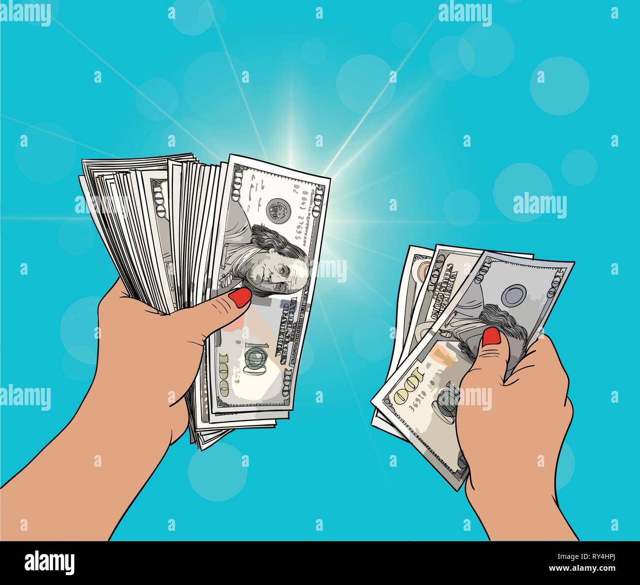 Frau Hand Geld geben Stock Vektor