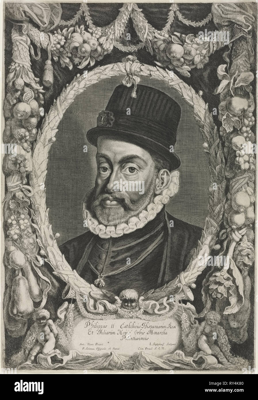 Porträt von Philipp II., König von Spanien, 1644. Jonas Suyderhoef (Niederländisch, C. 1613-1686). Gravur Stockfoto