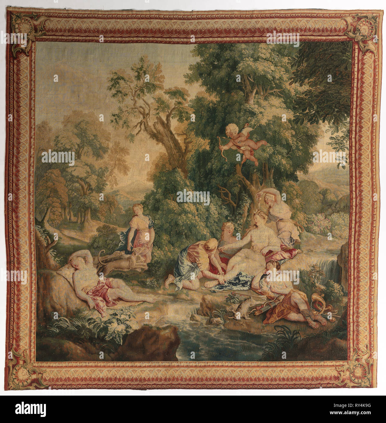 Diana's Rückkehr von der Jagd (aus Satz von Ovids Metamorphosen), 1704-1731. Gobelins (Französisch). Gobelin-webart; gesamt: 330,2 x 324.5 cm (130 x 127 cm Stockfoto