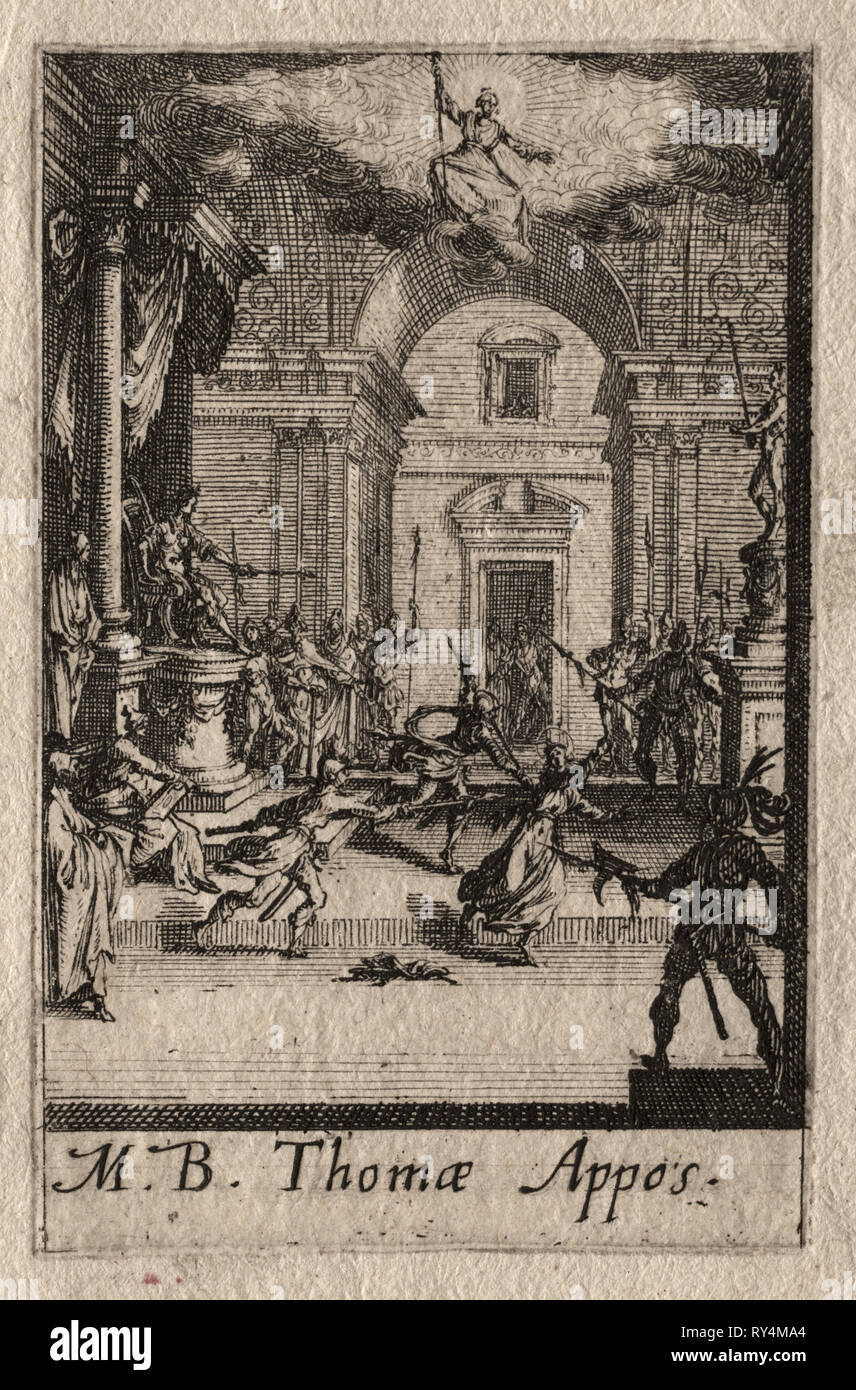 Das Martyrium der Apostel: St. Thomas. Jacques Callot (Französisch, 1592-1635). Ätzen Stockfoto