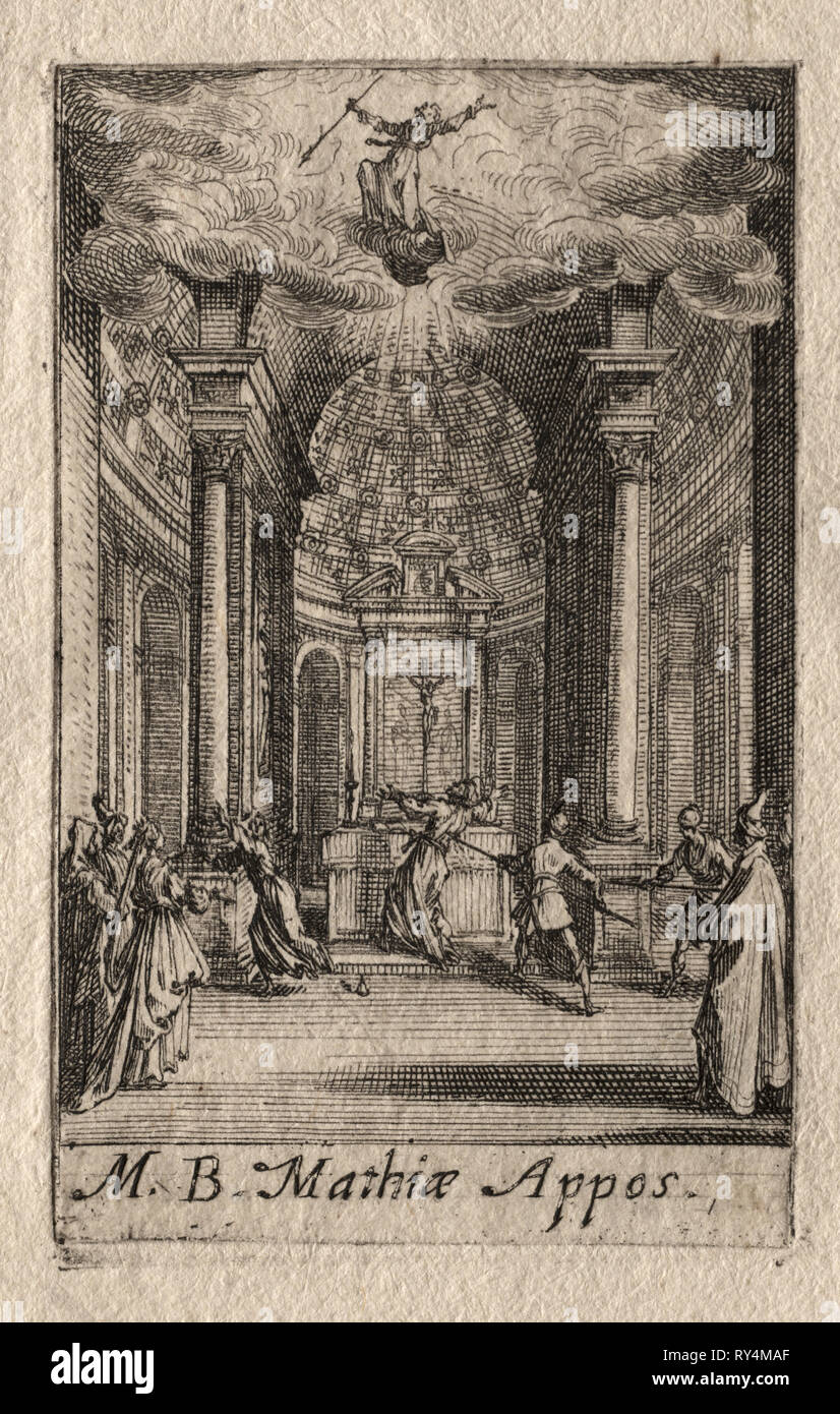 Das Martyrium der Apostel: St. Matthias. Jacques Callot (Französisch, 1592-1635). Ätzen Stockfoto