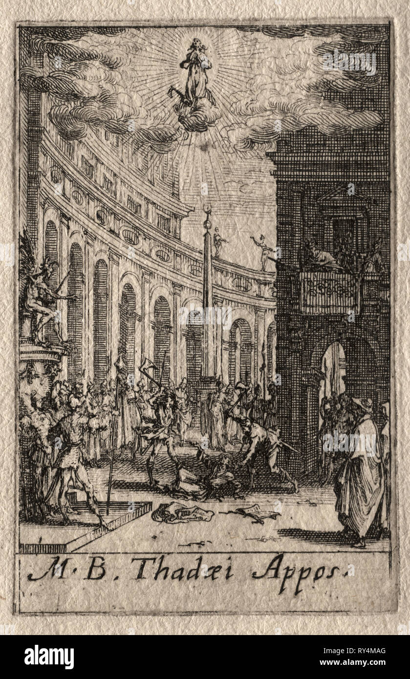 Das Martyrium der Apostel: St. Thaddäus. Jacques Callot (Französisch, 1592-1635). Ätzen Stockfoto