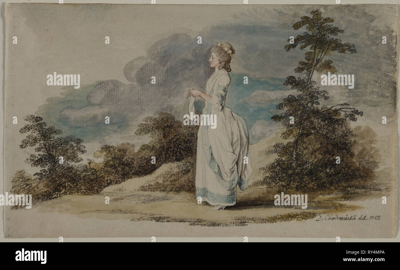 Susanne (Tochter des Künstlers im Alter von einundzwanzig), 1782. Daniel Chodowiecki (Deutsch, 1726-1801). Feder und schwarzer Tusche, Aquarell und Gouache über Graphit; Blatt: 11 x 18,4 cm (4 5/16 x 7 1/4 in Stockfoto