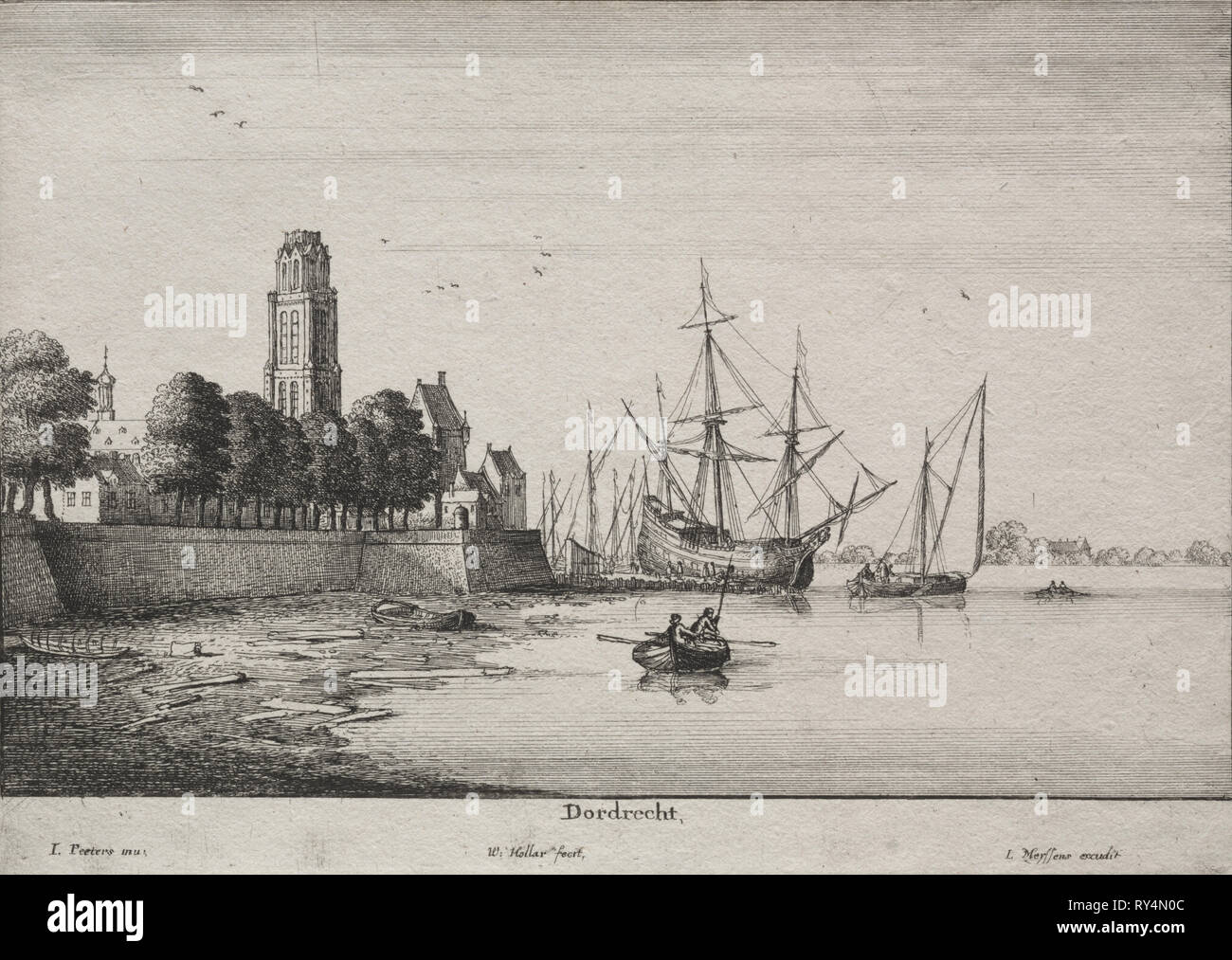 Dordrecht. Wenzel Hollar (Böhmische, 1607-1677). Ätzen Stockfoto