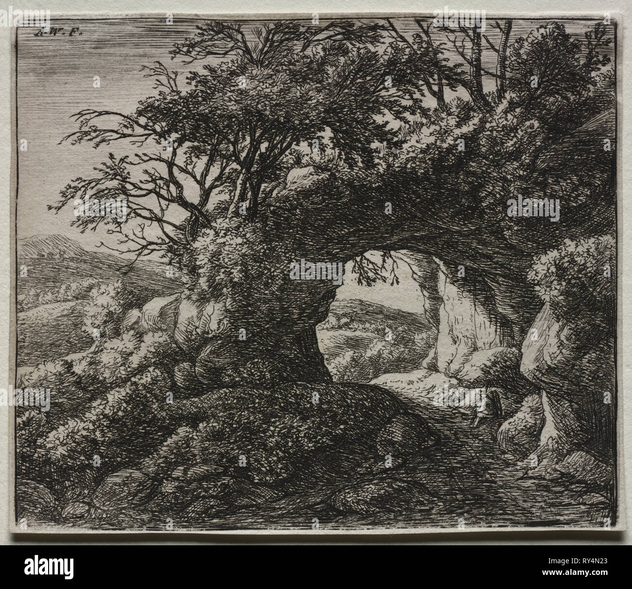 Die durchbohrte Gestein. Anthonie Waterloo (Niederländisch, 1609/10-1690). Ätzen Stockfoto