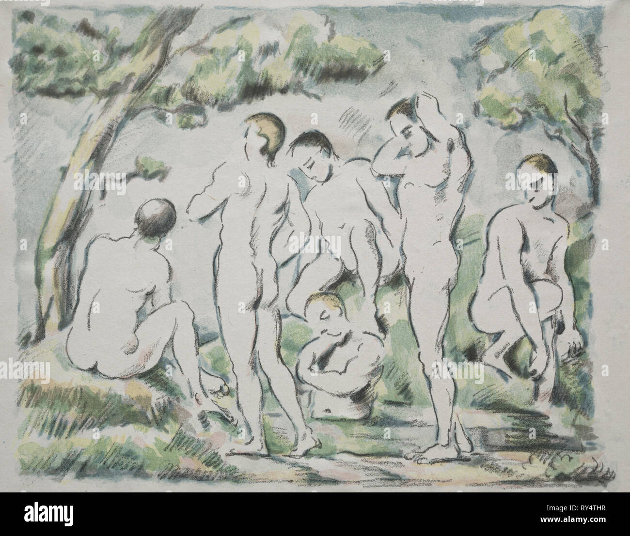 Die Badenden, 1897. Paul Cézanne (Französisch, 1839-1906). Farblithographie Stockfoto