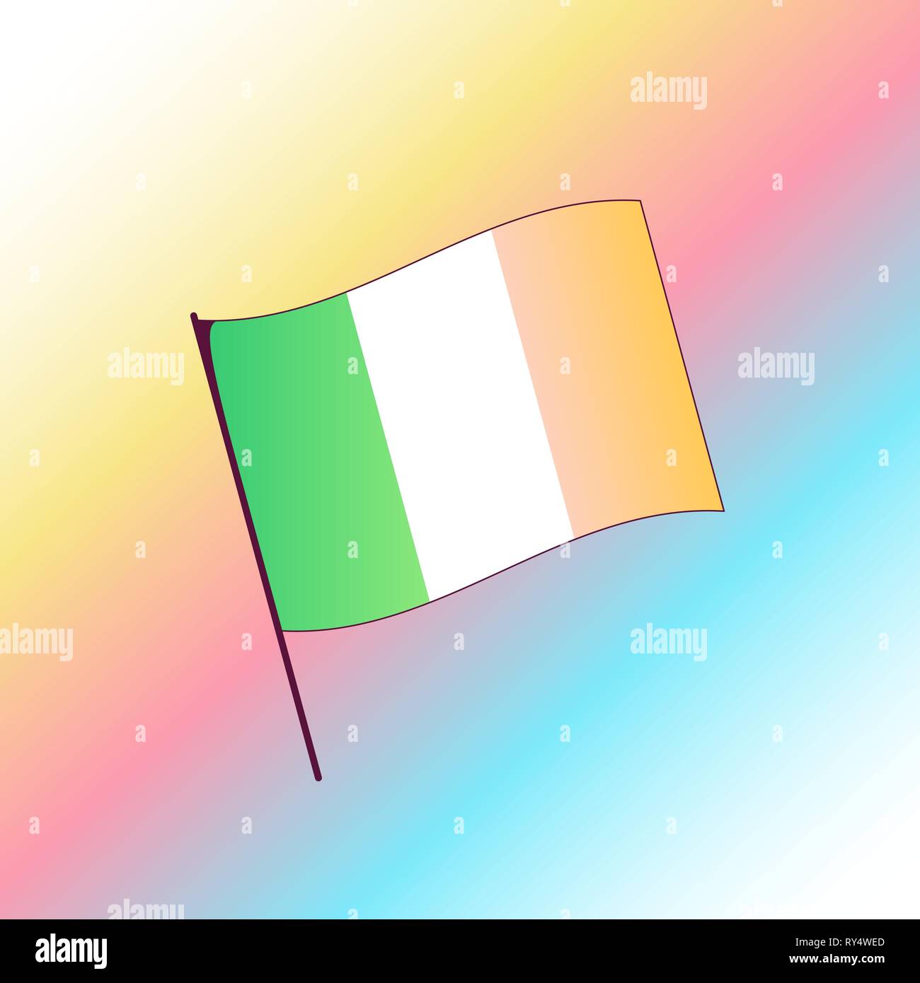 Saint Patricks Day Bild Konzept. Irische Trikolore an einer Steigung Regenbogen Hintergrund. Vektor cute Abbildung. Stock Vektor