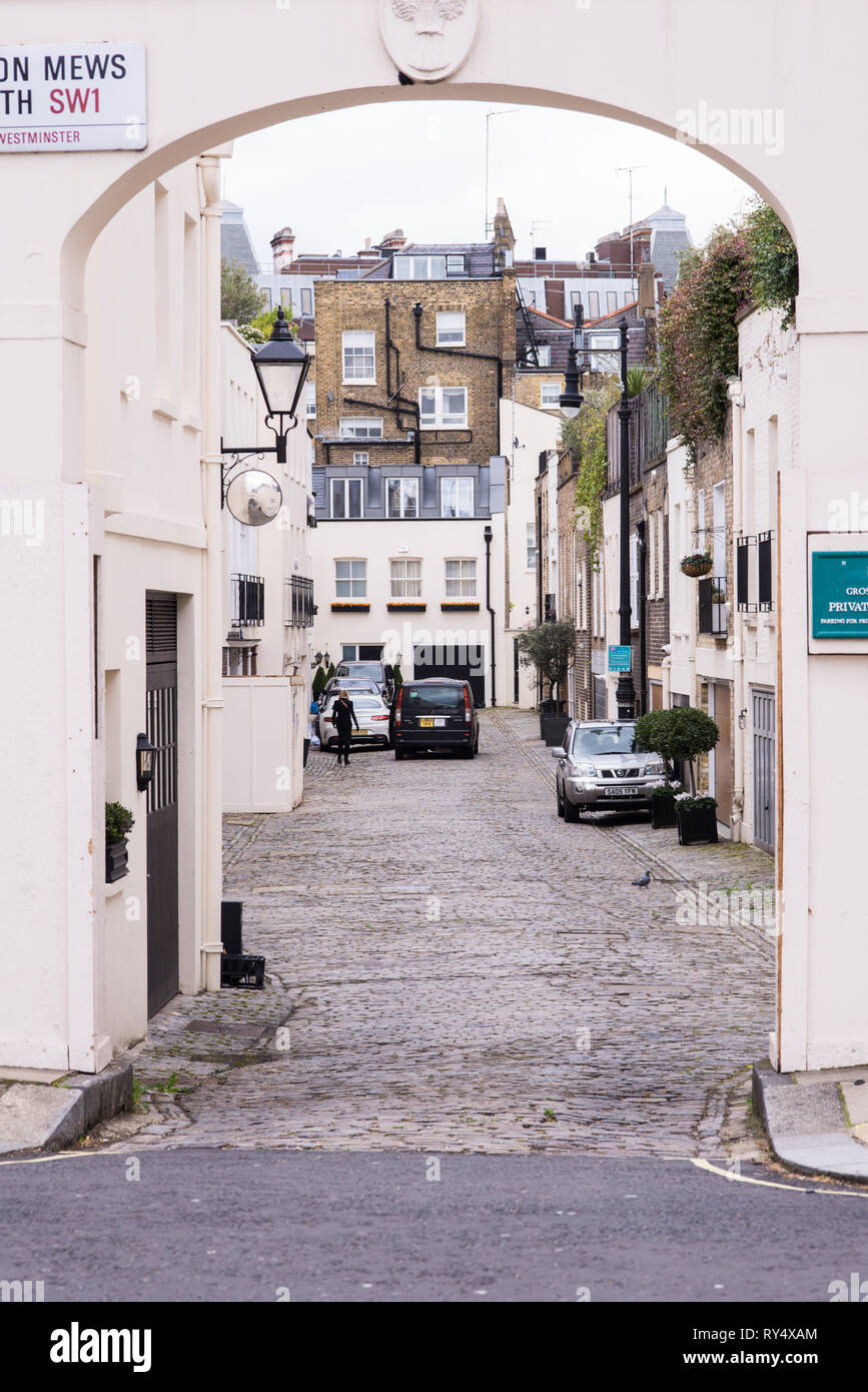 Mews in London Belgravia, ein sehr gefragter Ort im teuren Teil Londons Stockfoto