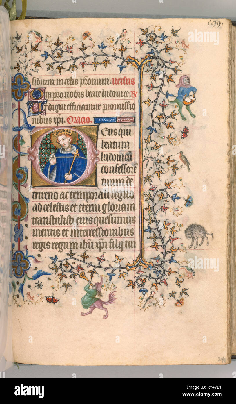 Von Karl die Edlen, König von Navarra (1361-1425), Fol. 291 v, St. Louis, C. 1405. Master des Brüsseler Initialen und Associates (Französisch). Tusche, Tempera und Gold auf Pergament; Codex: 20,3 x 15,7 x 7 cm (8 x 6 3/16 x 2 3/4 in Stockfoto