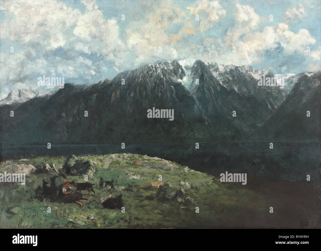 Panoramablick auf die Alpen, Les Dents du Midi", 1877. Gustave Courbet (Französisch, 1819-1877). Öl An Gewebe; gerahmt: 172 x 230 x 8,5 cm (67 11/16 x 90 9/16 x 3 3/8 in.); ohne Rahmen: 151,2 x 210,2 cm (59 1/2 x 82 3/4 in Stockfoto