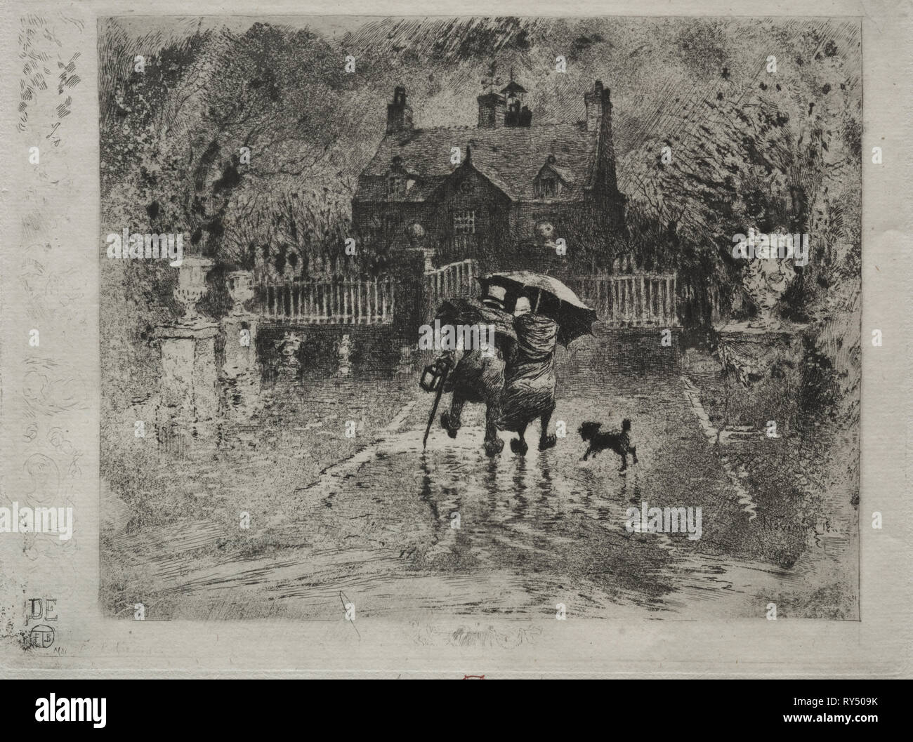 Das Land Nachbarn, 1879-1880. Félix Hilaire Buhot (Französisch, 1847-1898). Ätzung, kaltnadel und Aquatinta; Blatt: 18,8 x 25,7 cm (7 3/8 x 10 1/8 in.); Plattenrand: 13,5 x 18,1 cm (5 5/16 x 7 1/8 in. Stockfoto