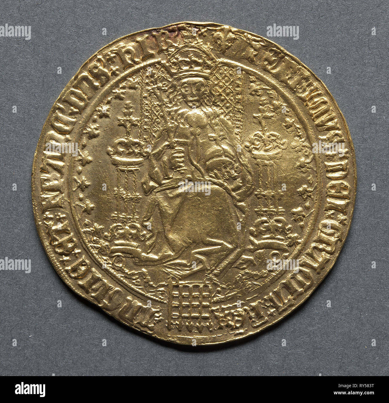 Souverän (Vorderseite), 1526-1544. England, Heinrich VIII., 1509-1547. Gold Stockfoto