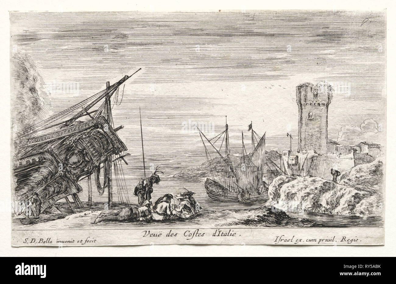 Ansicht der italienischen Küste. Stefano Della Bella (Italienisch, 1610-1664). Ätzen Stockfoto