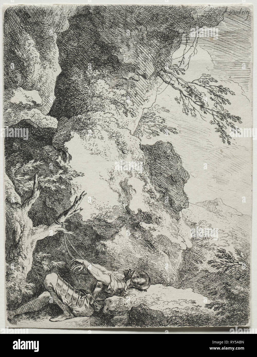 St. William, der Eremit Saint. Christian Wilhelm Ernst Dietrich (Deutsch, 1712-1774). Ätzen Stockfoto