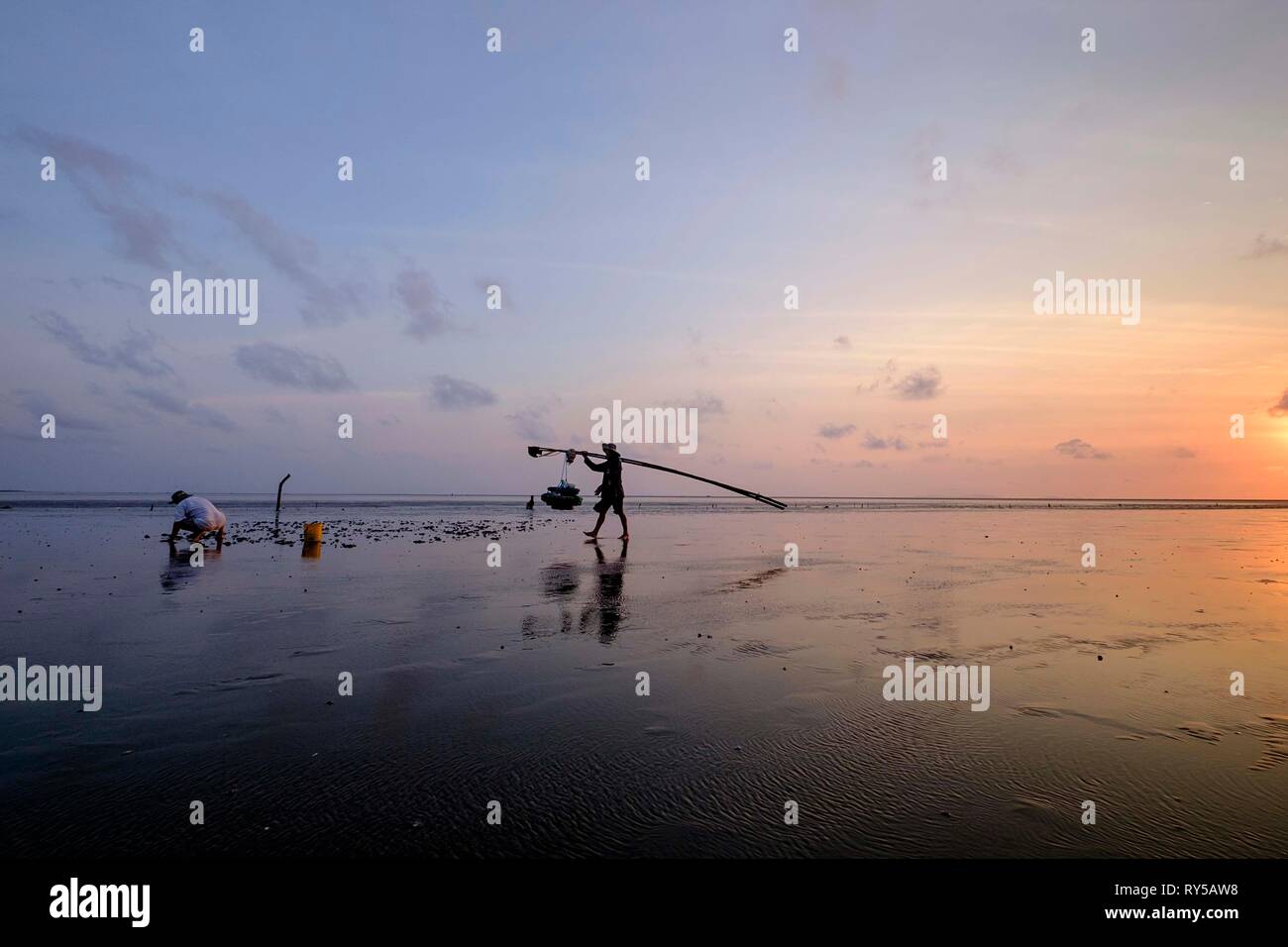 Vietnam, Provinz Tien Giang, Go Cong, den Strand, Stelzenläufer angeln Haus Stockfoto