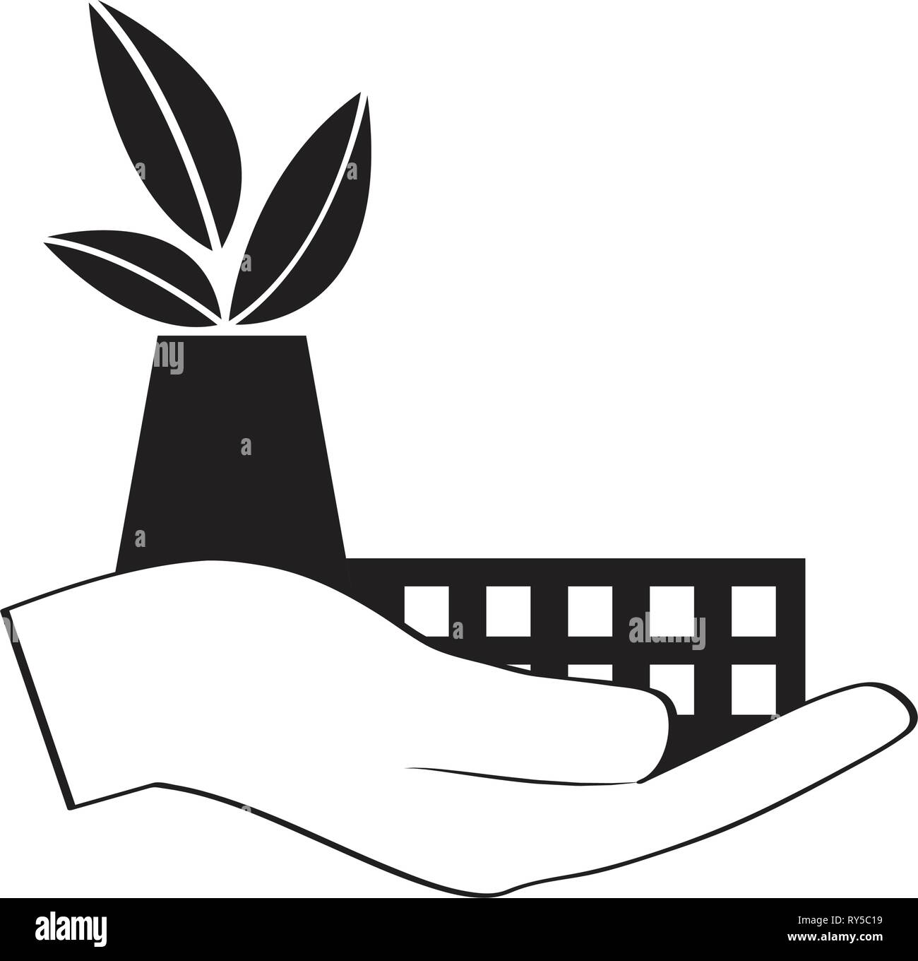 Silhouette der Blätter in einer Fabrik Stock Vektor