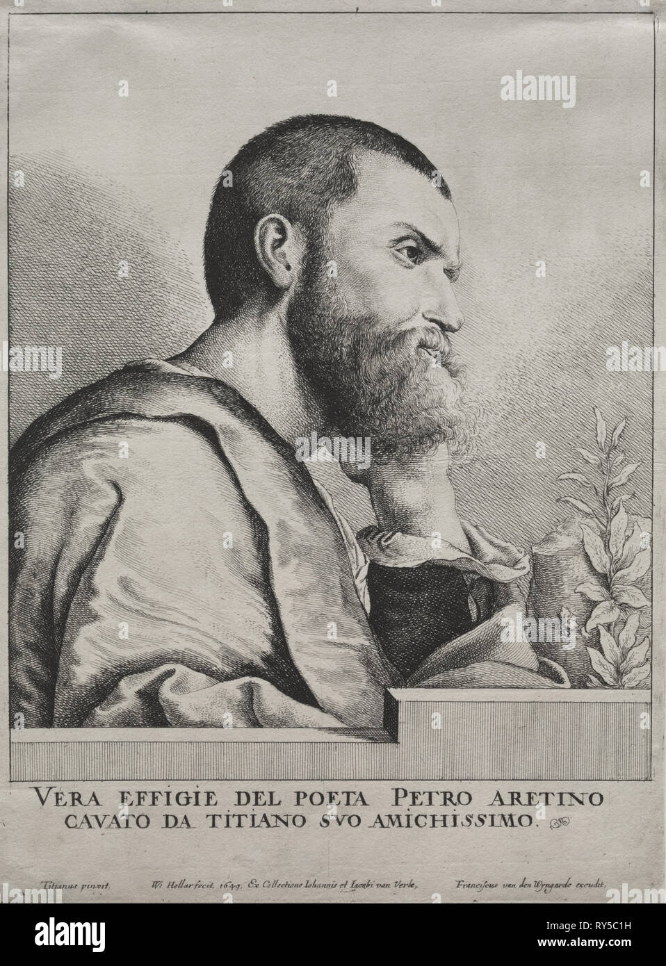 Porträt von Pietro Aretino, 1649. Wenzel Hollar (Böhmische, 1607-1677), nach Tizian (Italienisch, C. 1488-1576). Ätzen Stockfoto