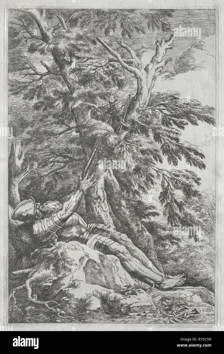 St. William der Einsiedler, C. 1662. Salvator Rosa (Italienisch, 1615-1673). Ätzen Stockfoto