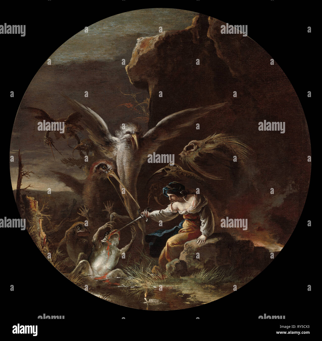 Szenen der Hexerei, C. 1645-1649. Salvator Rosa (Italienisch, 1615-1673). Öl auf Leinwand, gerahmt: 76,2 x 9,6 cm (30 x 3 3/4 in.); ohne Rahmen: 54,5 cm (21 7/16 Stockfoto