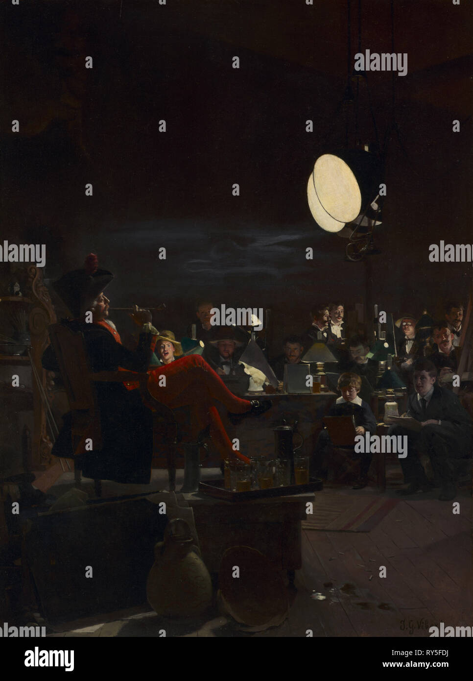 Eine Nacht Klasse, C. 1881. Jehan-Georges Vibert (Französisch, 1840-1902). Öl auf Holz; gerahmt: 97,2 x 82,5 x 12,5 cm (38 1/4 x 32 1/2 x 4 15/16 in.); ohne Rahmen: 60,8 x 45,4 cm (23 15/16 x 17 7/8 in Stockfoto