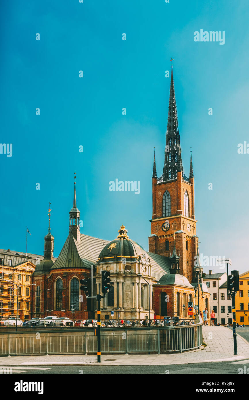 Bau von Riddarholm Kyrka Riddarholm Kirche in Stockholm, Schweden. Stockfoto