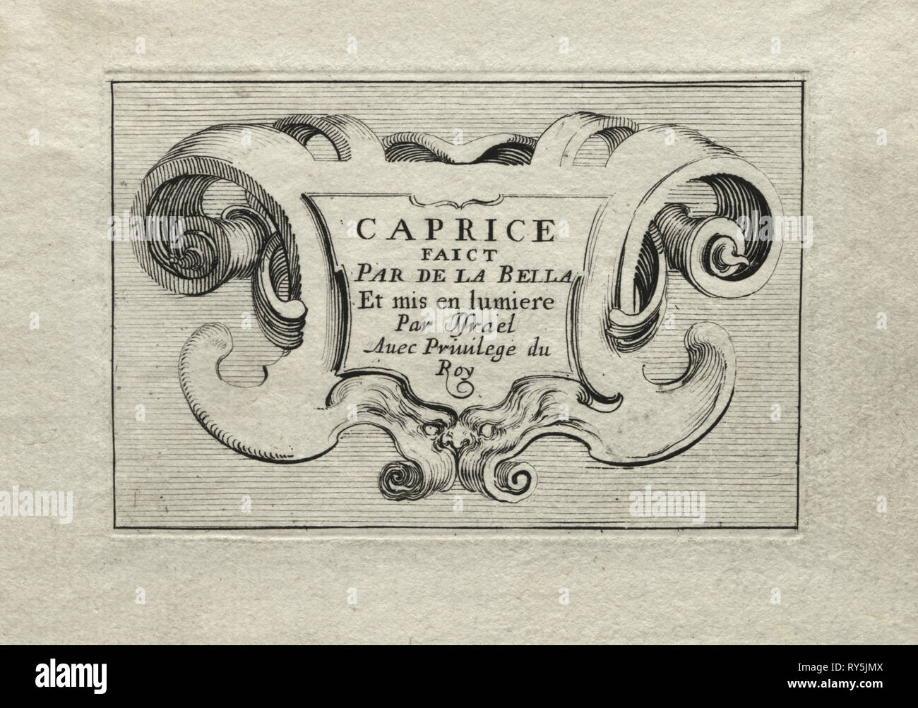 Caprices: Titel Seite. Stefano Della Bella (Italienisch, 1610-1664). Ätzen Stockfoto