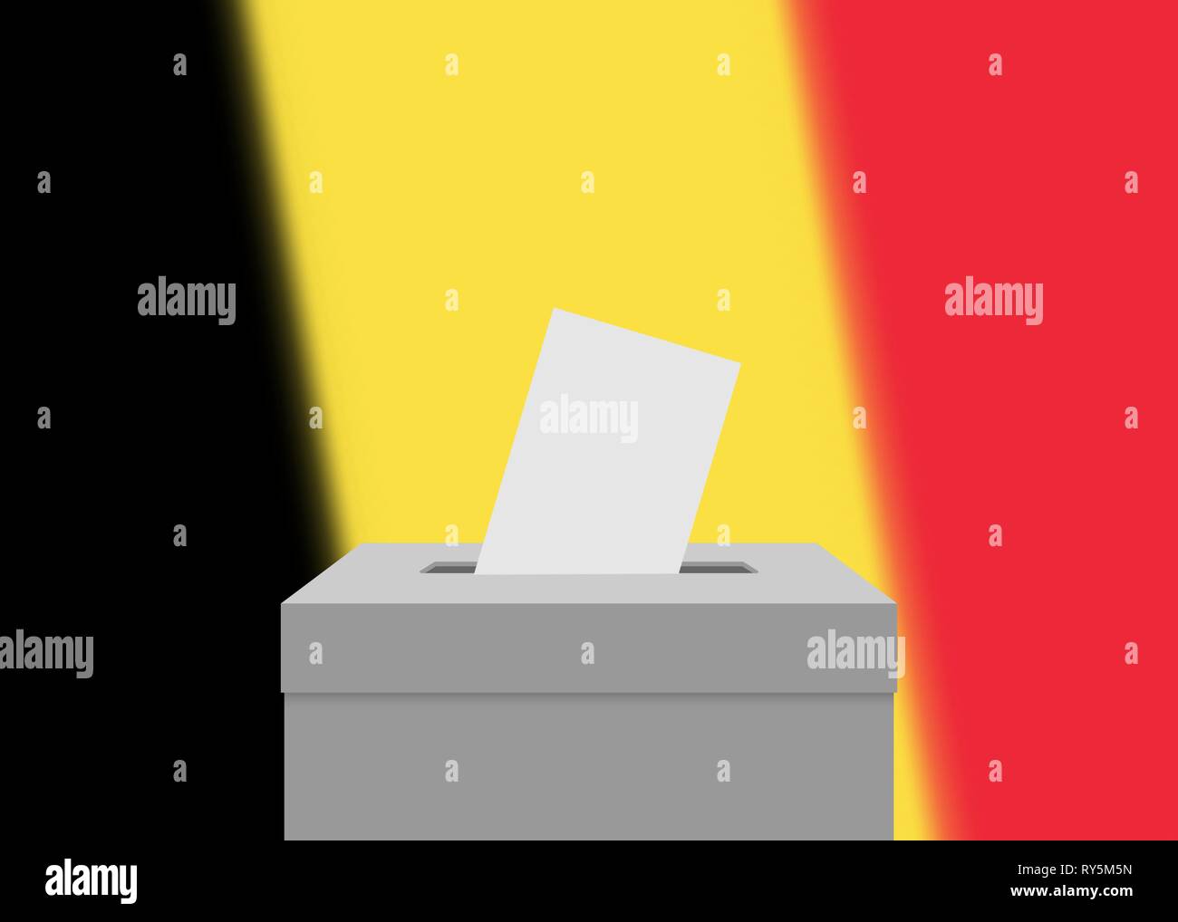 Belgien Wahl banner Hintergrund. Urne mit unscharfen Flagge Stock Vektor