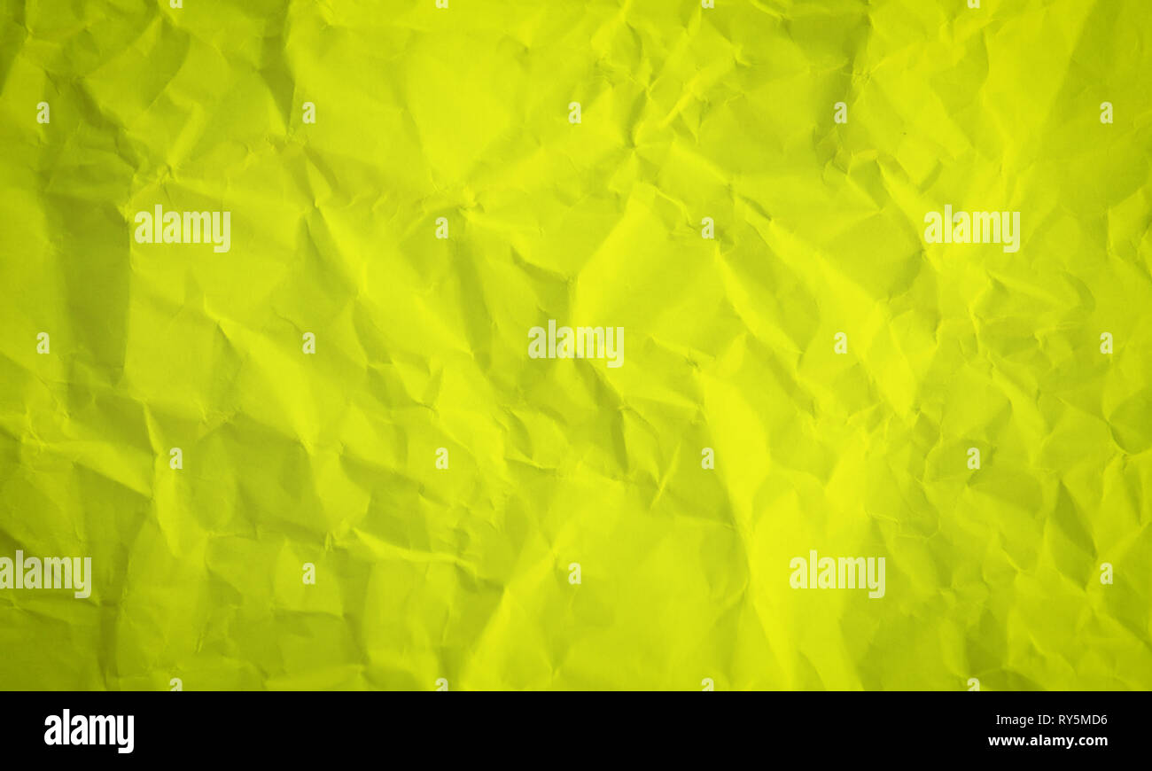 Zerknitterte Papier Gelb Abstrakten Hintergrund Stockfoto