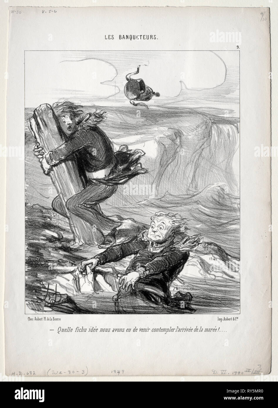 Die Banqueters, Platte 9: Was eine erbärmliche Vorstellung Wir haben ..., 1849. Honoré Daumier (Französisch, 1808-1879). Lithographie; Blatt: 35,5 x 25,5 cm (14 x 10 1/16 in.); Bild: 25,4 x 20,7 cm (10 x 8 1/8 in. Stockfoto