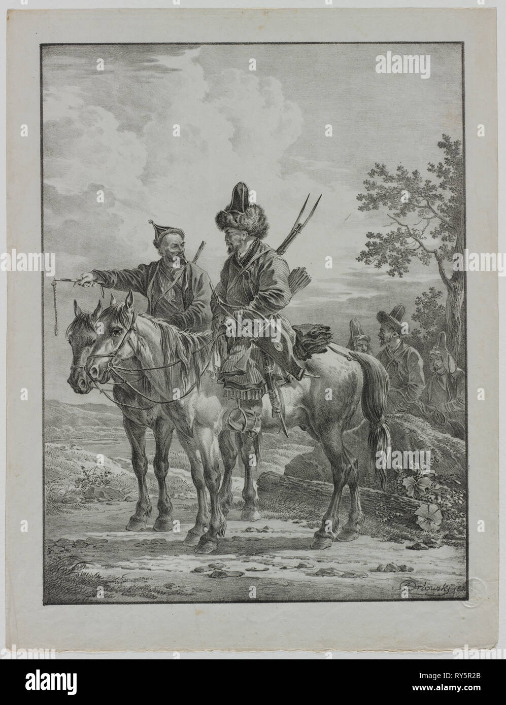 Die tataren zu Pferd, 1820. Alexander Orlowski (Russisch, 1777-1832). Lithographie Stockfoto