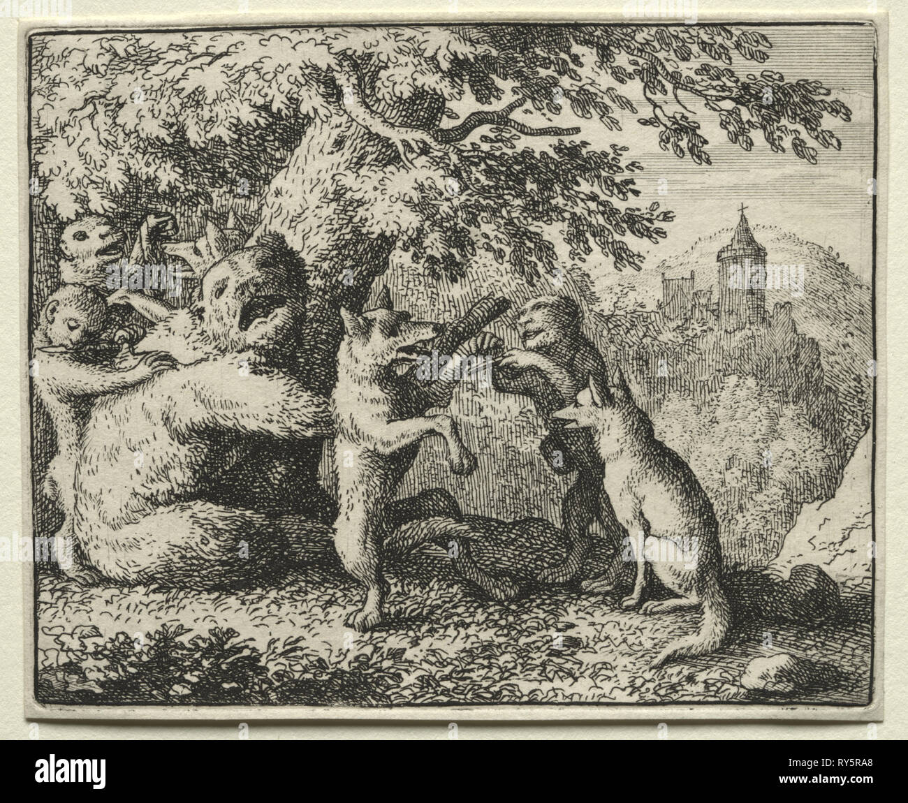 Der Fuchs: Reineke für seine Pilgerreise ausgestattete Reynard. Allart van Everdingen (Niederländisch, 1621-1675). Ätzen Stockfoto