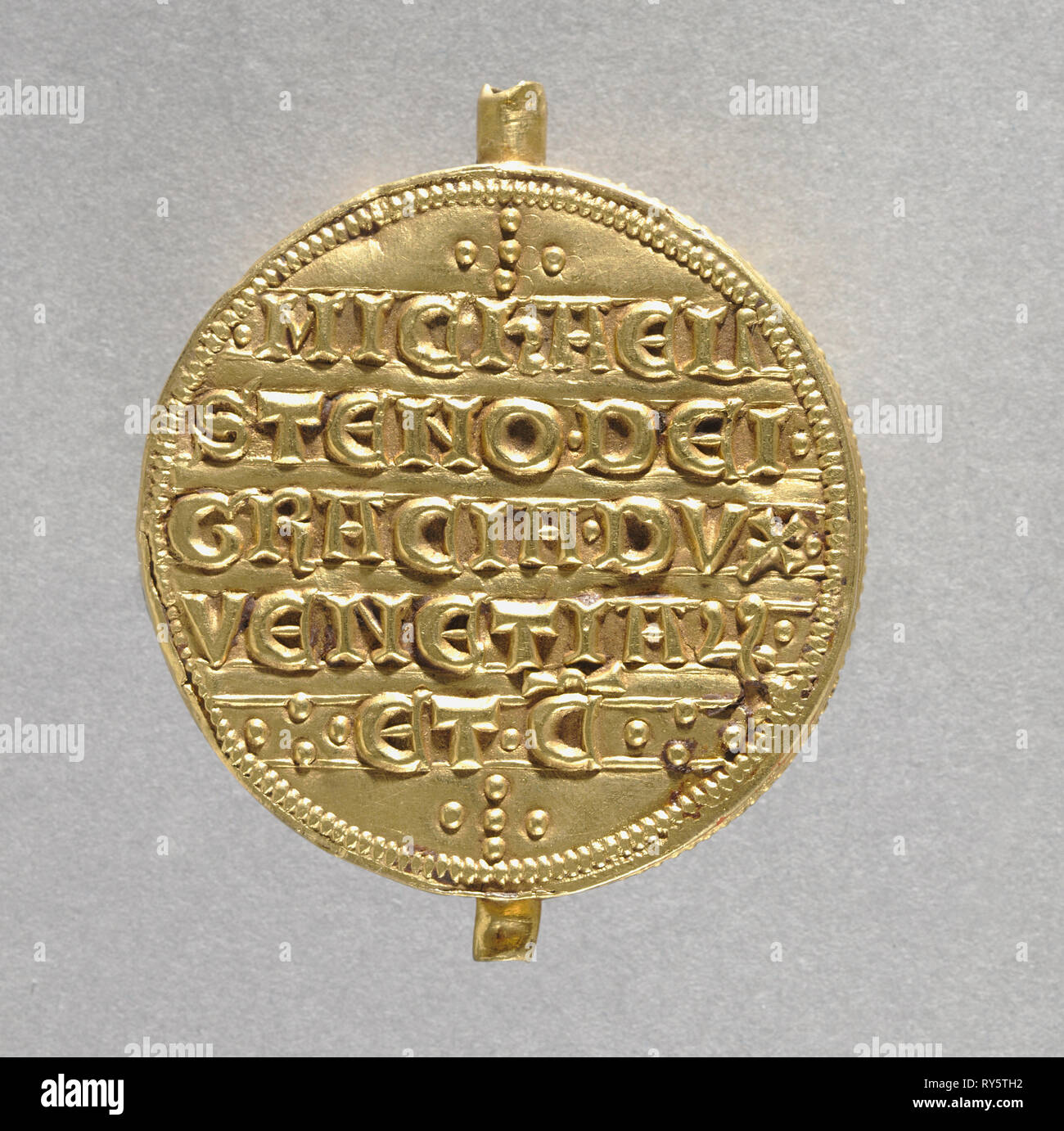 Dichtung der Doge Michele Steno (rückwärts), 1400-1409. Italien, Venedig, 15. Repousé Gold über einem Kern aus Wachs und Harz; Durchmesser: 4.8 cm (1 7/8 in Stockfoto