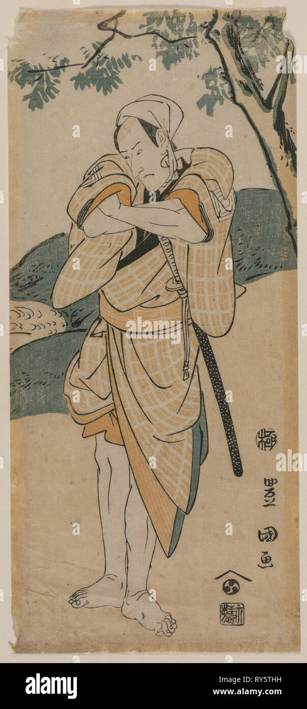 Der Schauspieler Ichikawa Danjuro als Samurai, 1769-1825. Utagawa Toyokuni (Japanisch, 1769-1825). Farbe holzschnitt; Blatt: 30,9 x 13,9 cm (12 1/4 x 5 1/2 in. Stockfoto