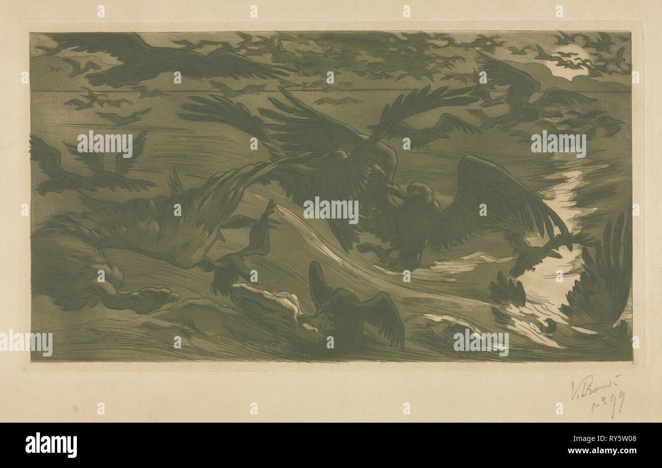 Greifvögel, 1893. Victor Emile Prouvé (Französisch, 1858-1943). Radierung und Aquatinta Stockfoto