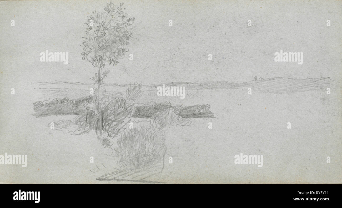 Sketchbook, Seite 28: Landschaft studieren. Ernest Meissonier (Französisch, 1815-1891). Graphit Stockfoto